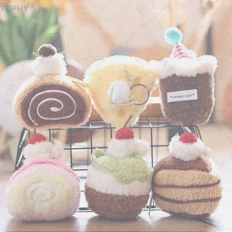 

Cute Cartoon Cake Plush Toy Keychain Soft Stuffed Doll Keyring Bag Pendant Lovely Hanging Decoration Girl Gifts