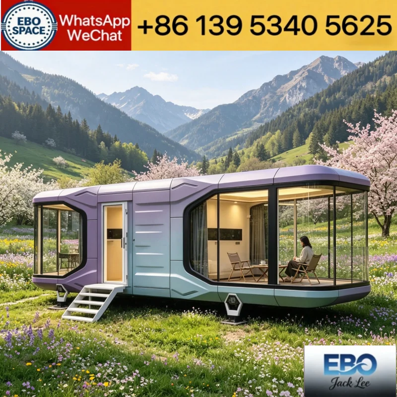 Modern Curved Apple Cabin Prefab Space Capsule House Full Glass View Waterproof Mobile Pod For Tourist Resort