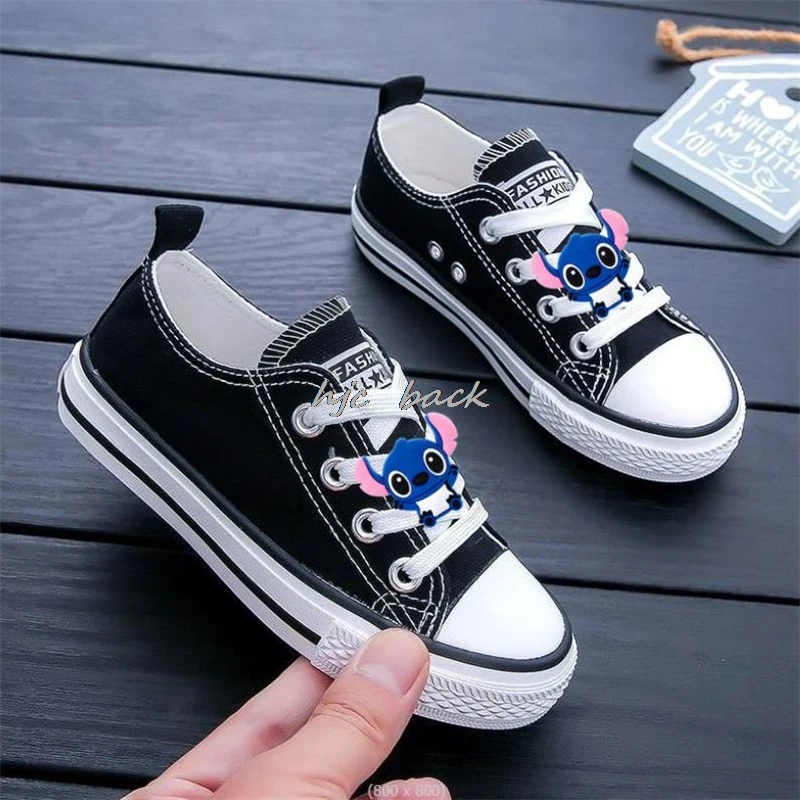 Children Sport Canvas Shoes Mickey Minnie Lace-up Girls Flat Boys Casual Shoes Kids Non-slip Comfort Sneakers Toddlers Tennis