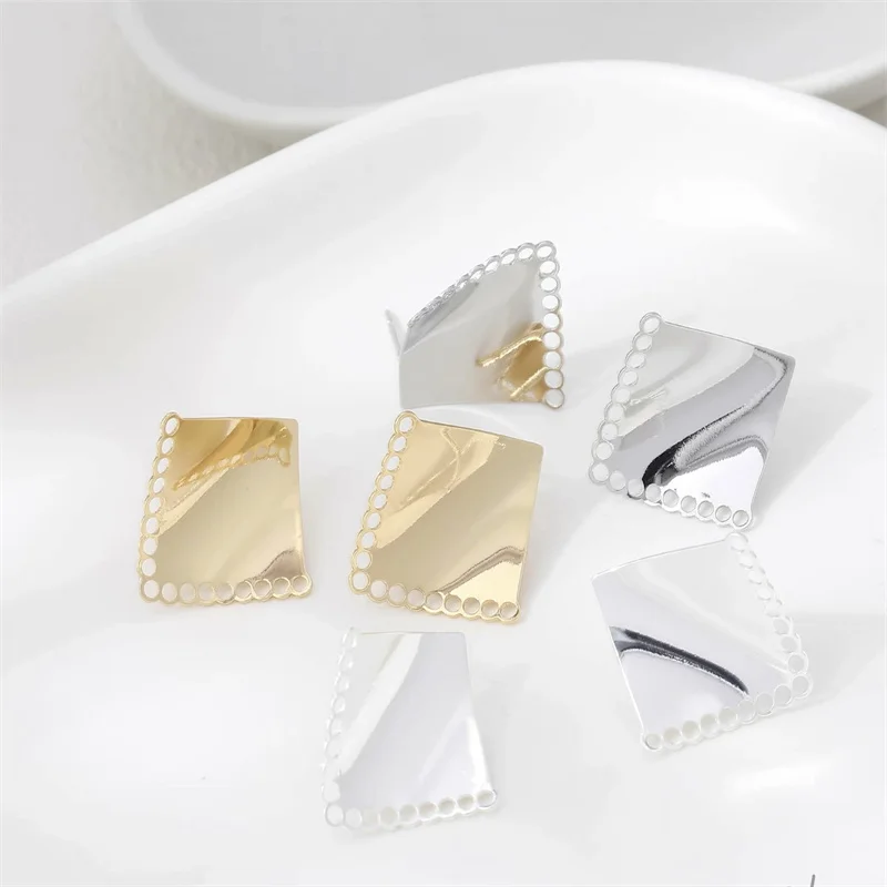 Min order 20pcs/lot color print geometry Irregular square shape copper floating locket beads diy jewelry garment accessory