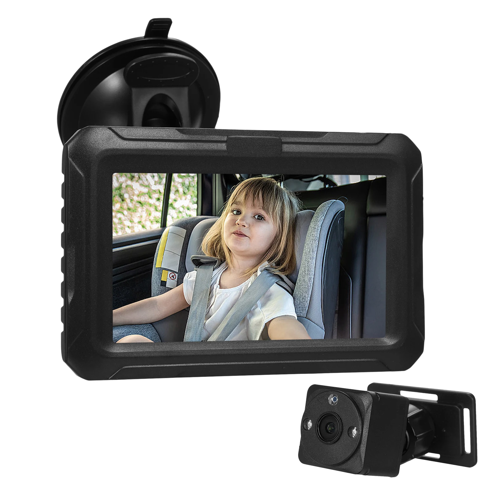 

Автомобильное зеркало для наблюдения за ребенком 4.3'' HD 1080P с камерой для автокресла, камера для заднего сиденья с широким и четким обзором