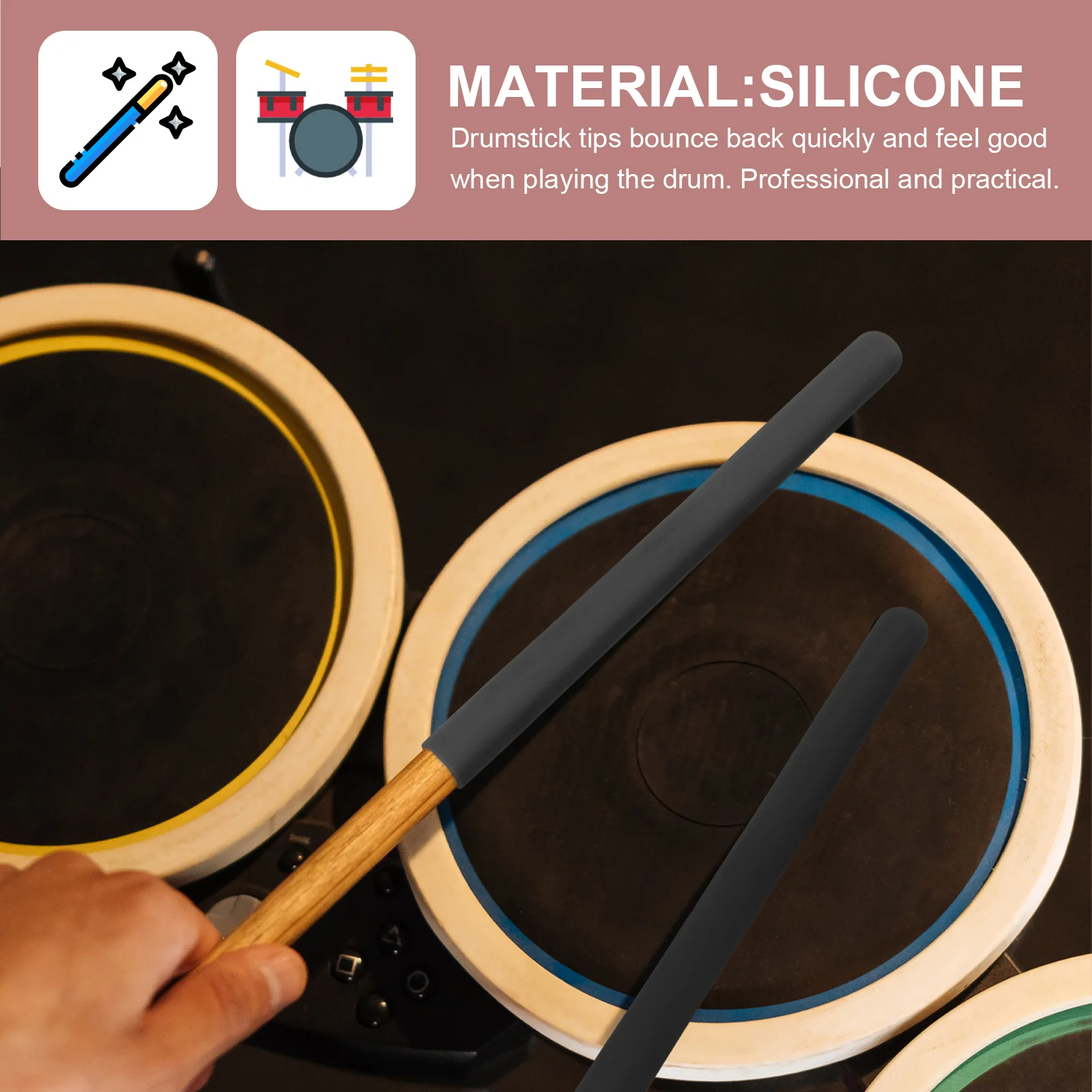 

Silicone Drumstick Tips Drumsticks for Drummer Head Protective Covers Accessories Dampeners Mute Accessory Damper Caps