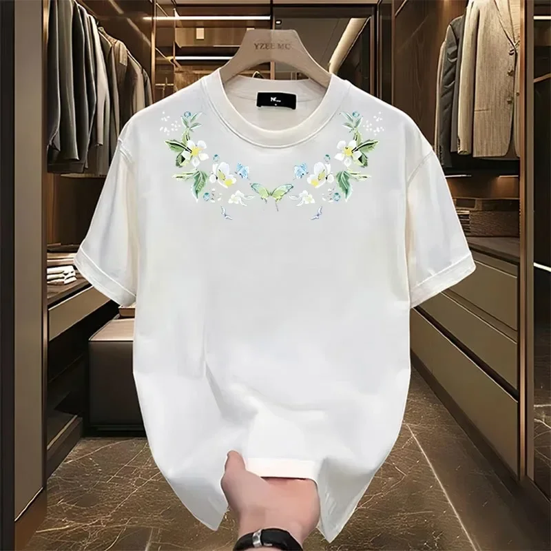 Luxury high-end pattern printing 100% cotton men's T-shirt summer casual fashion T-shirt trendy brand high quality short sleeve - Image 3