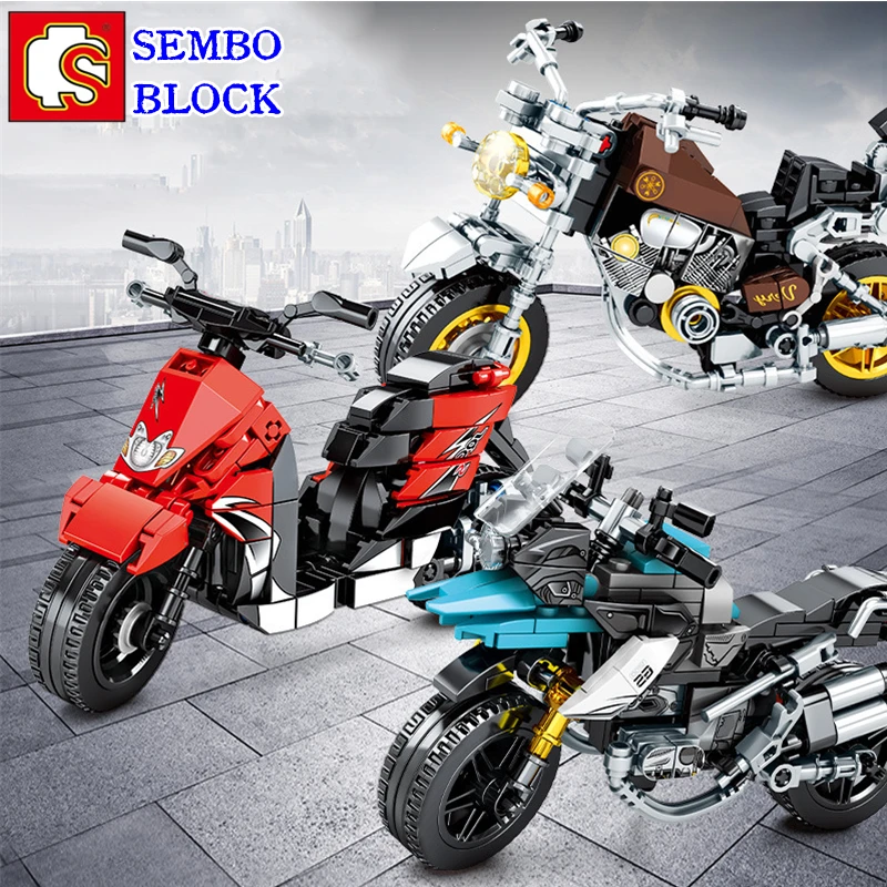 SEMBO motorcycle building block small model boy educational assembled children\'s toy scale restoration cool birthday gift