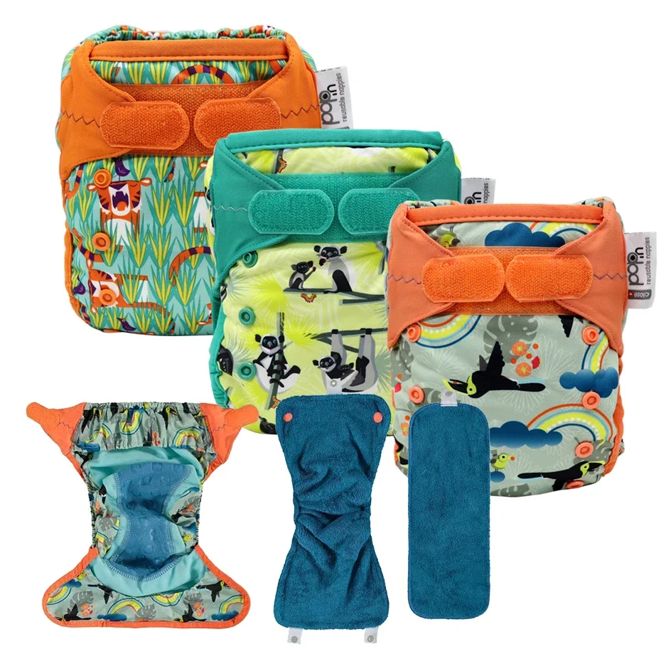 Close Pop-in All-In-Two Pañal Aplix reutilizable de bambú de tamaño único Diseño unisex para pañales de tela para bebés y niños pequeños Ecologica reutilizable