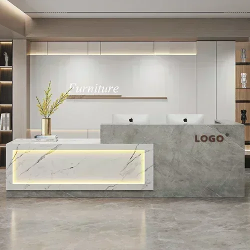 Practical Modern Simple Reception Desks Supermarket Spa Checkout Cashier Simple Gray Office Luxury Hair Salon Mobile Bancone Bar