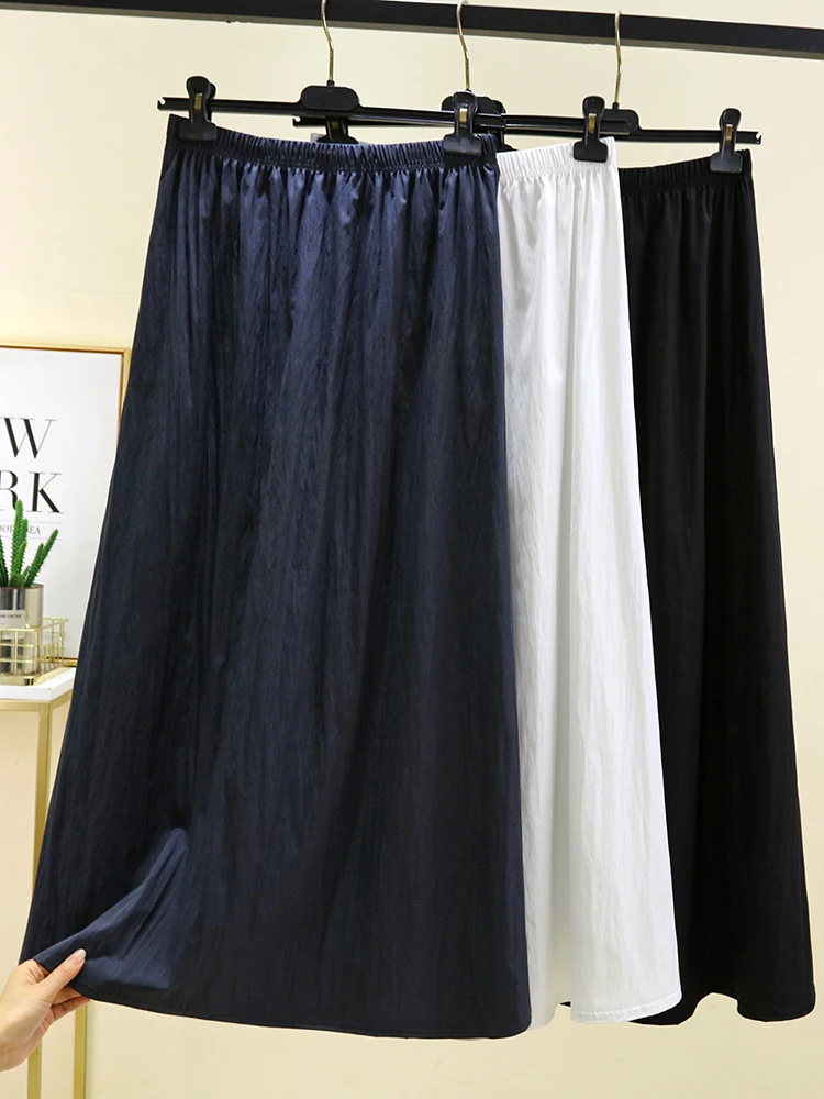 Modal Long Skirt Women's Summer Thin A-Line Midi Dr Loose Slimming Bla Pure Color Ankle-Length Casual Skirts