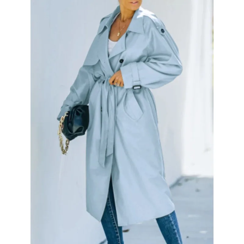 Business Windbreaker Jackets Casual Long Overcoat Y2K Autumn Trench Outwear Women Fashion Office Lady Outerwear Trench