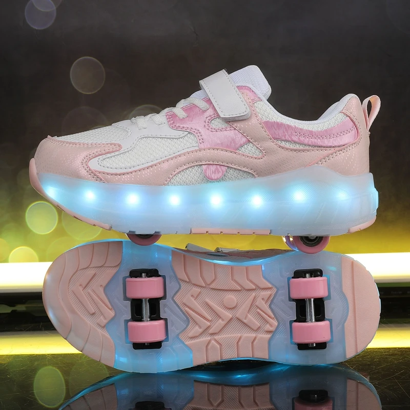 

Boys' Roller Sneakers (2025 New Cool): 2-Wheel Multi-Light Shoes, Girls' Wheeled Skates for Students