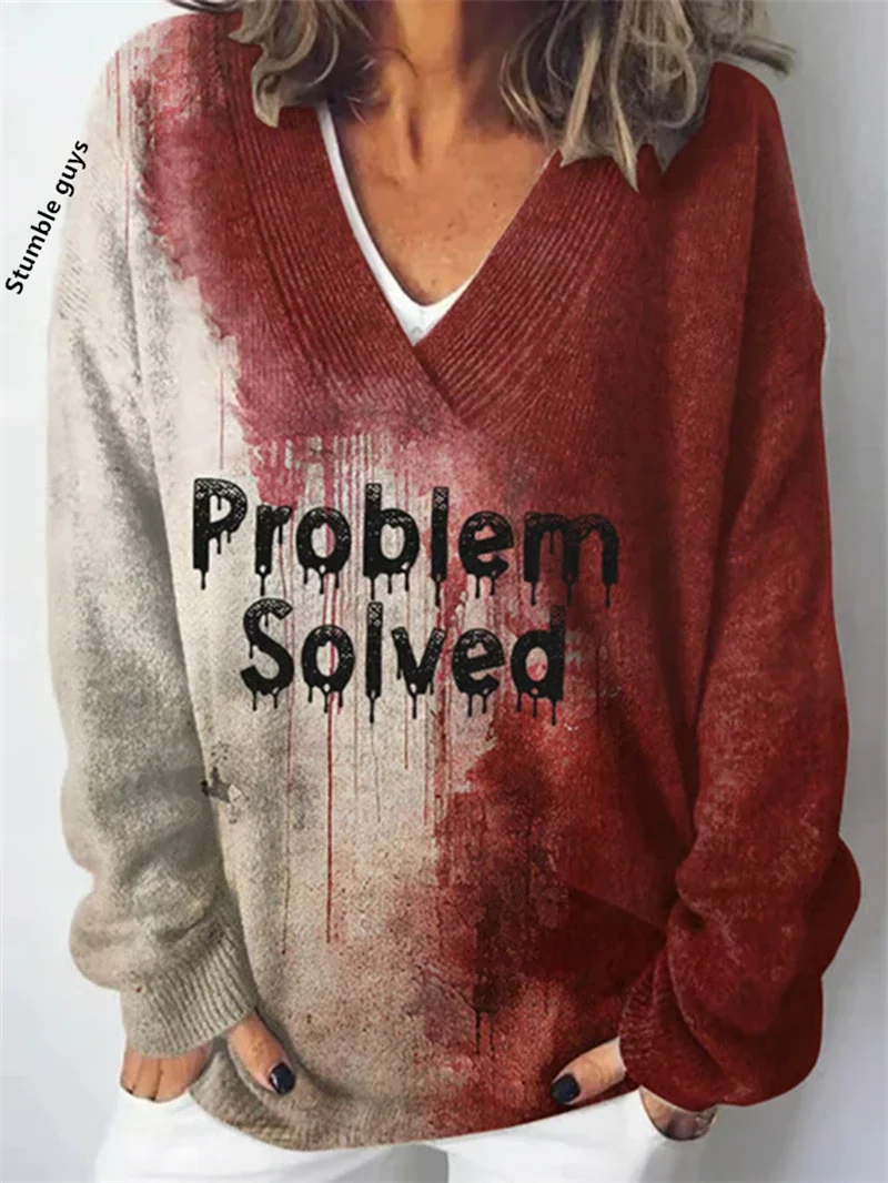 

Autumn Winter Women's Sweater Casual Fashion Y2K Retro European American Warm Christmas Snowman Deer Dog Print Knit Top​