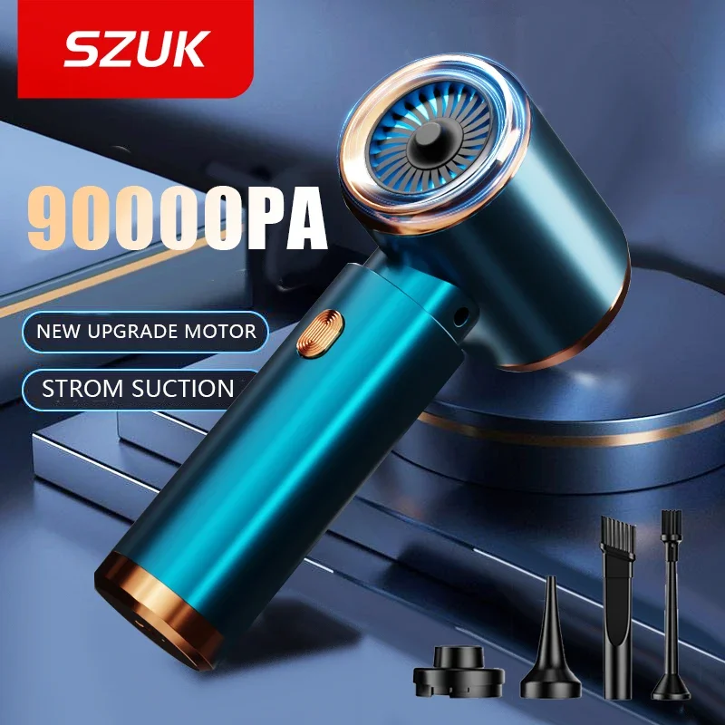 

SZUK 90000PA Mini Car Vacuum Cleaner Powerful Cleaning Machine Handheld Portable for Car Computer Blow Home Wireless Cleaner