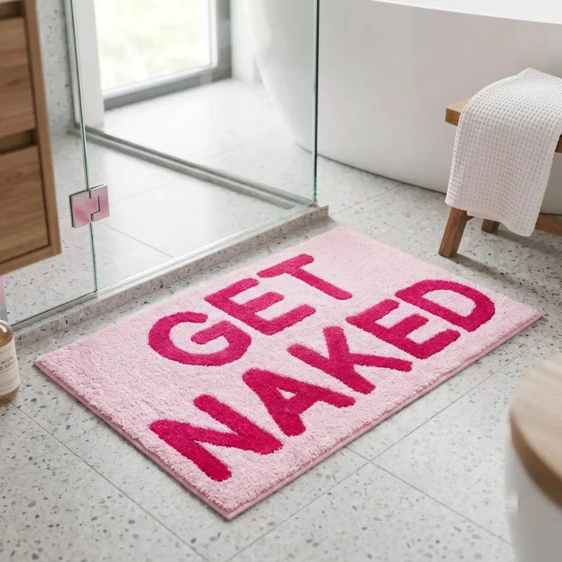 Jacquard Letter Absorbent Flocking Doormat Non Slip Quick Dry Welcome Rug For Entry Bathroom Kitchen Hallway Family Home