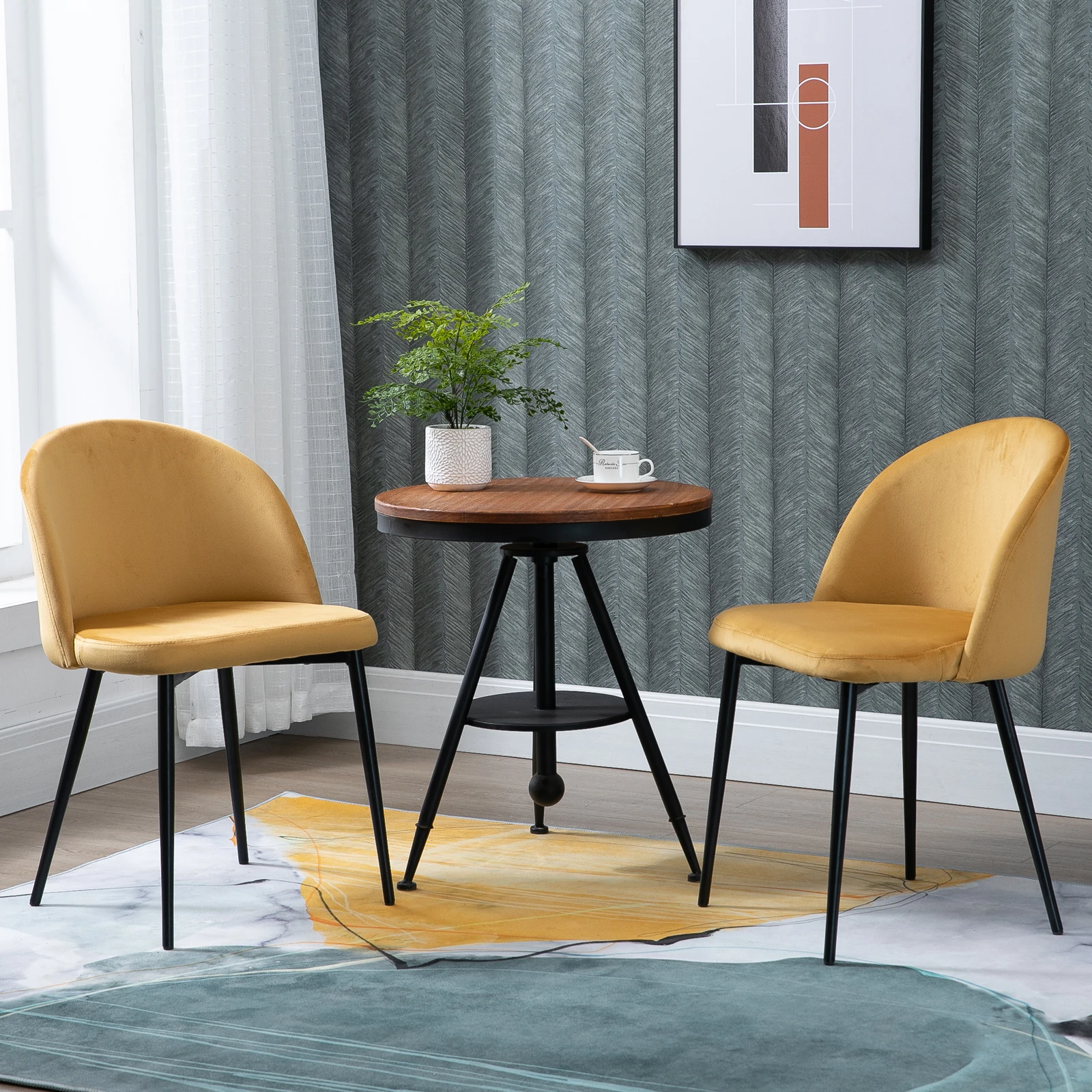 2er-Set Elegante Skandinavische Samtstühle Ergonomisch Gepolstert Modernes Design für Wohnzimmer Schlafzimmer Büro Wartezimmer