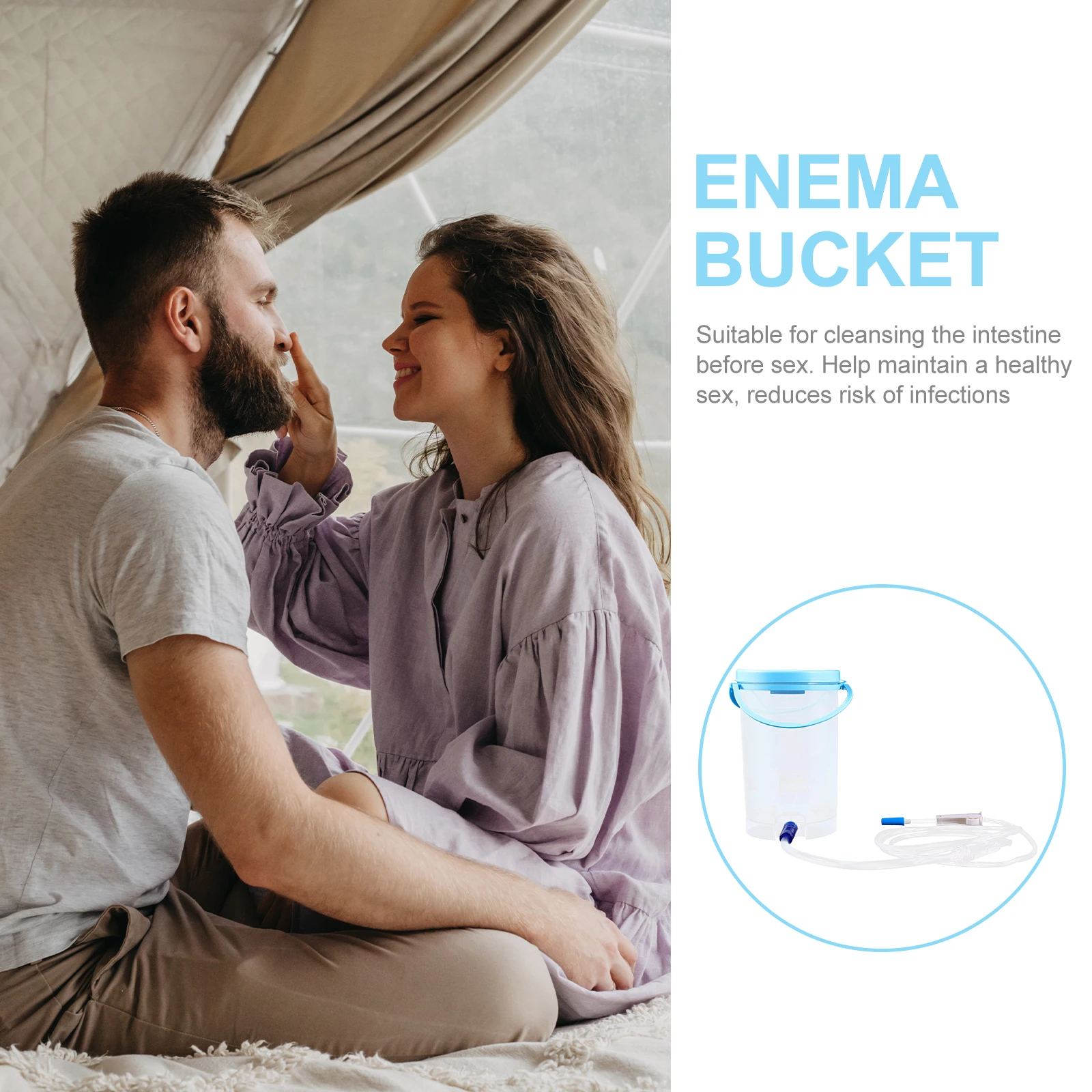 

1Set Double Handle Enema Bucket Premium Portable Cleaning Kit for Home Travel Intestinal Relief Reusable Douches Tool Household