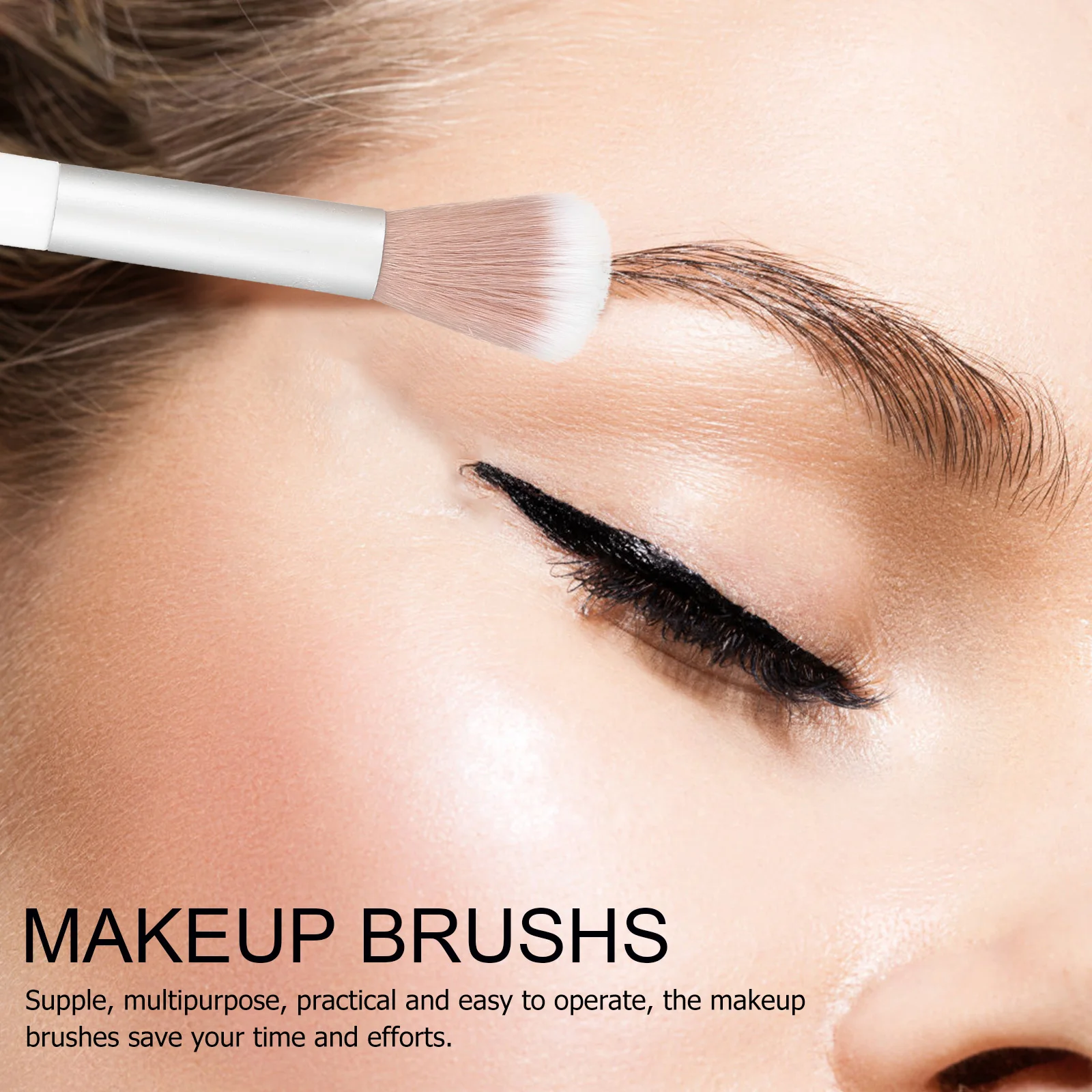 

2pcs Highlighter Brush Eyeshadow Double-Ended Makeup Eye Tools For Women Blending Foundation Powder Face Beauty Salon