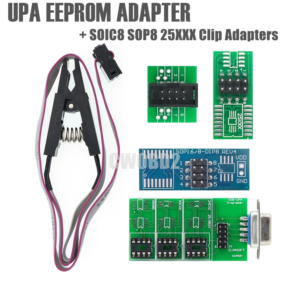 

USB-программатор UPA EEPROM SOIC8 SOP8 DIP8, зажим-адаптер для 24CXX 25/95XX 93CXX 35080