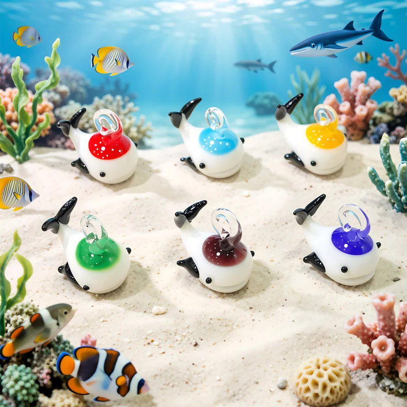 Marine Aquarium Japan - ミニガラス製クジラペンダント かわいい海洋動物チャーム DIYクラフト用品 水槽装飾アクセサリー 手作り愛好家に最適