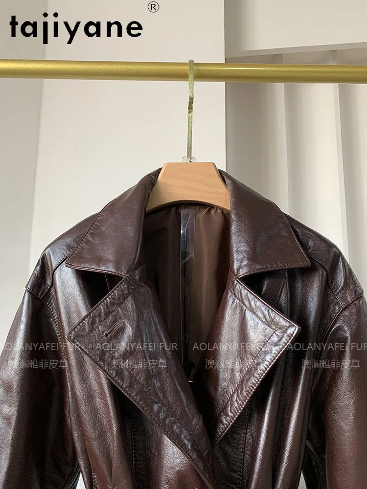 TAJIYANE 100 % Ölgewachste Schaffell Jacke Frau Vintage Schlanke Echtes Leder Jacken Frauen Herbst Damen Kleidung 2025 Chaquetas