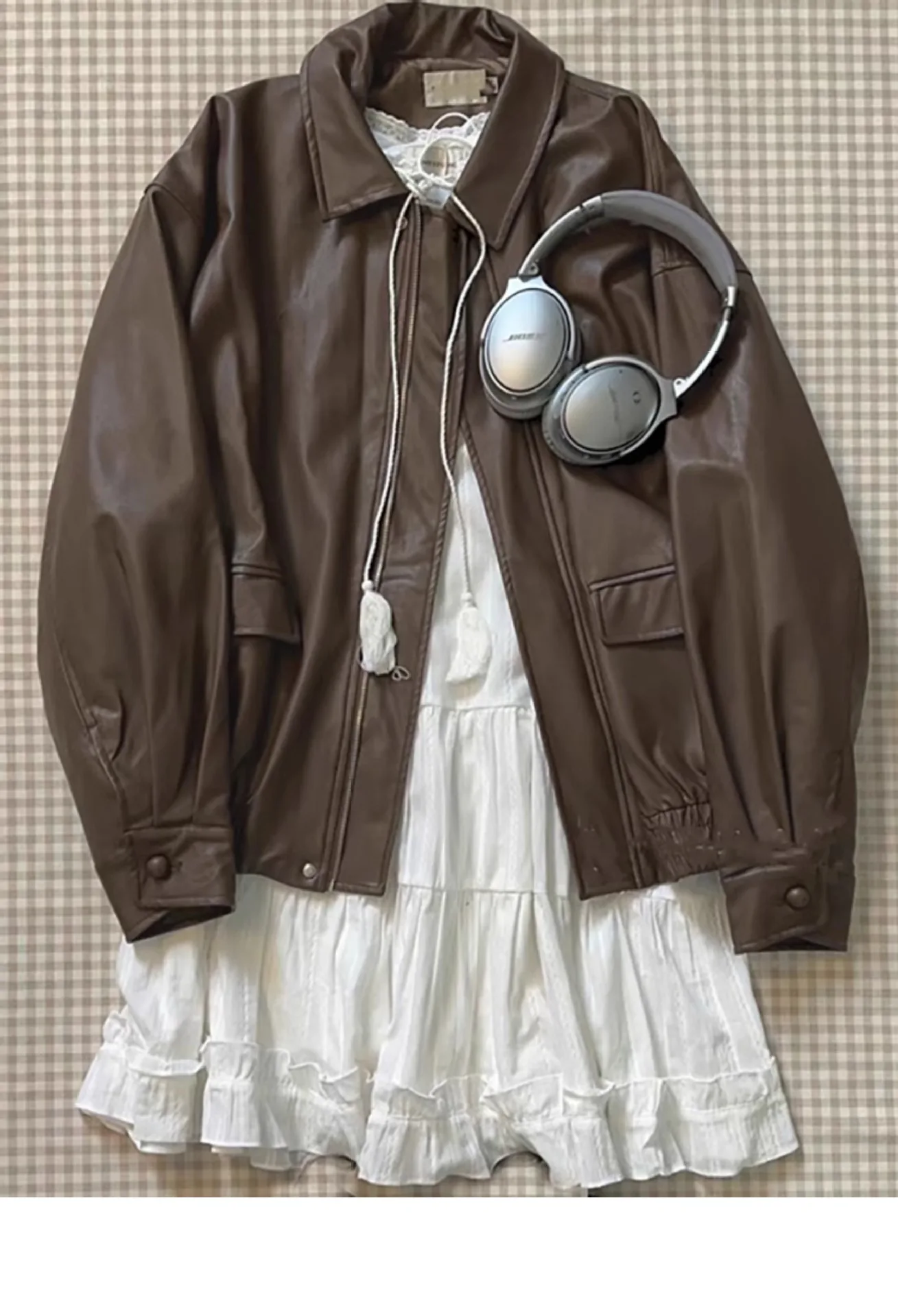 เสื้อแจ็คเก็ตผู้หญิง ซิป กระเป๋าหลวม แขนยาว ปกพับ คอปก Y2k เสื้อโค้ท คาร์ดิแกน วินเทจ สีพื้น ลำลอง สตรีทแวร์ ฤดูใบไม้ร่วง