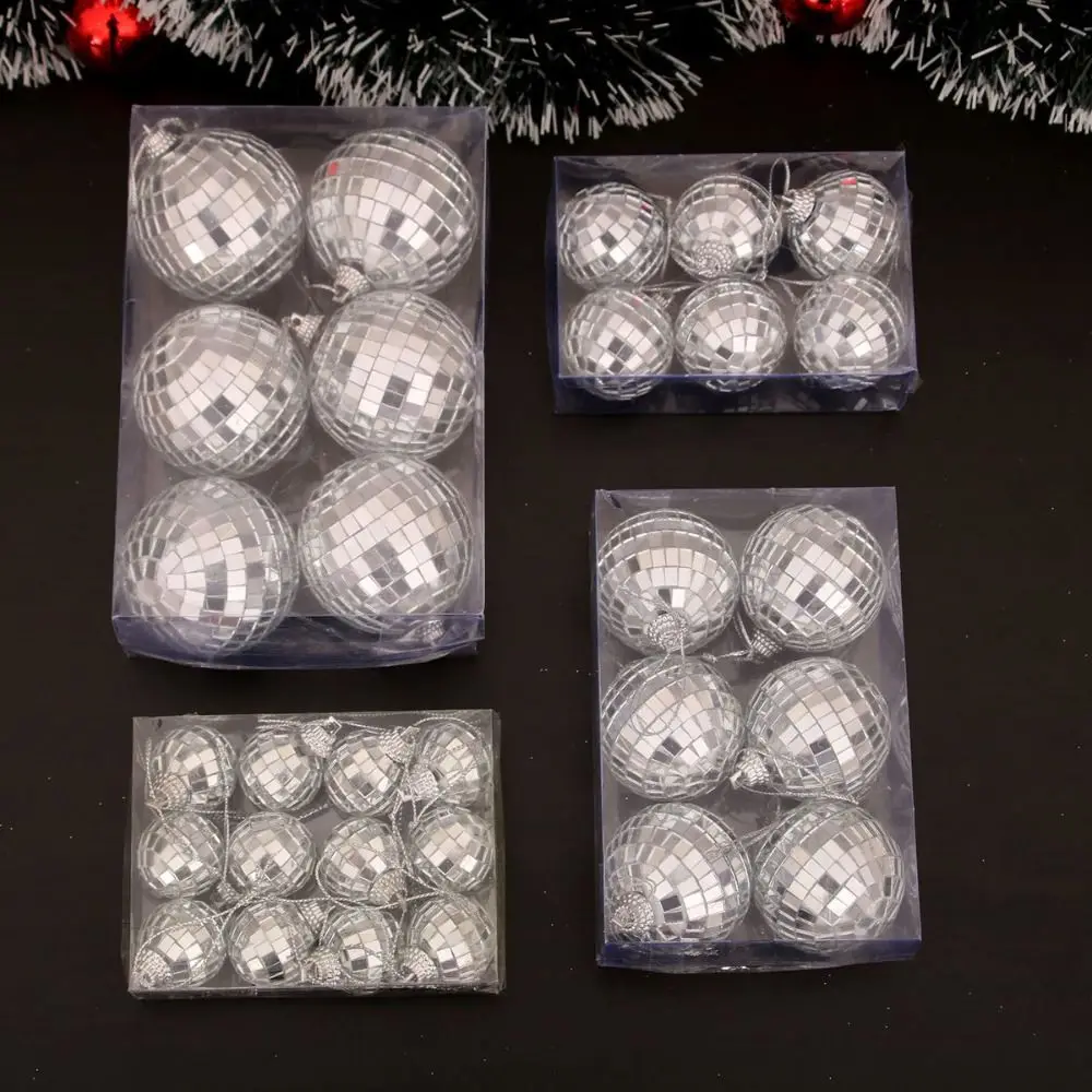 

3cm/4cm/5cm/6cm Christmas Mirror Disco Balls Set Glass Colorful Mini Disco Hanging Balls Shatterproof Elegant Xmas Tree Pendent