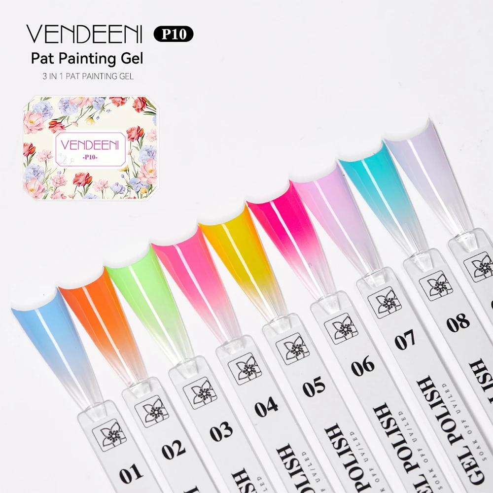 Vendeeni 9 Farben Patting Painting Gel Nagellack UV LED Soak Off Gel Lack Gradient Pat Gel Palette Blooming Transfer Design – Detail 33