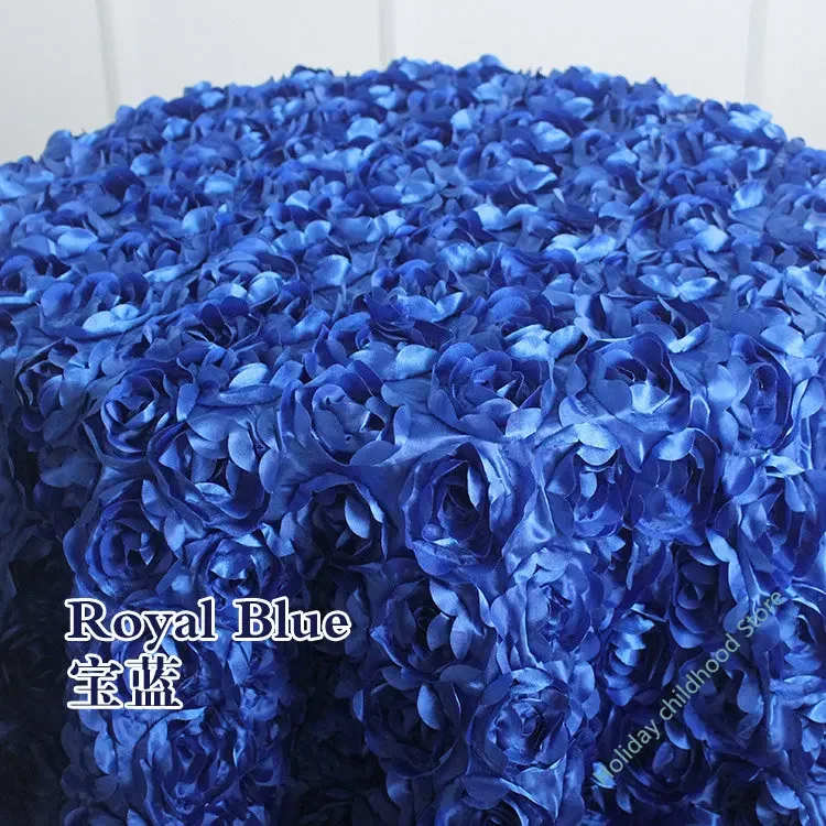 Wedding table cloth embroider rosette flower 3D  cover hotel banquet party round/rectangle  decoration Christmas gift