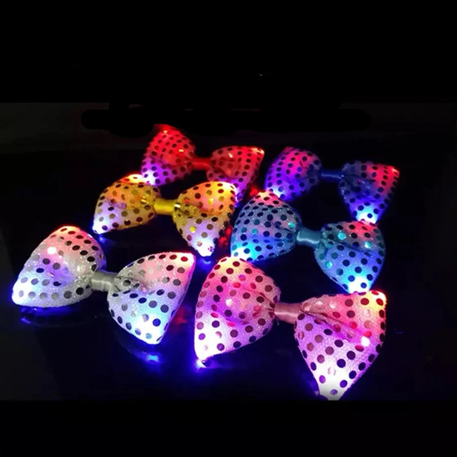 

3/5/10pc EL luminescent bow tie makeup ball wedding LED flashing bow tie night dance dance bow tie fashionable luminescence