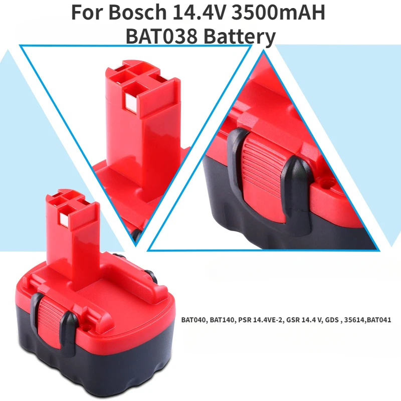 For Bosch 14.4V 3500mAH  BAT038 Battery  BAT040, BAT140, PSR 14.4VE-2, GSR 14.4 V, GDS , 35614,BAT041 Battery Power Tool