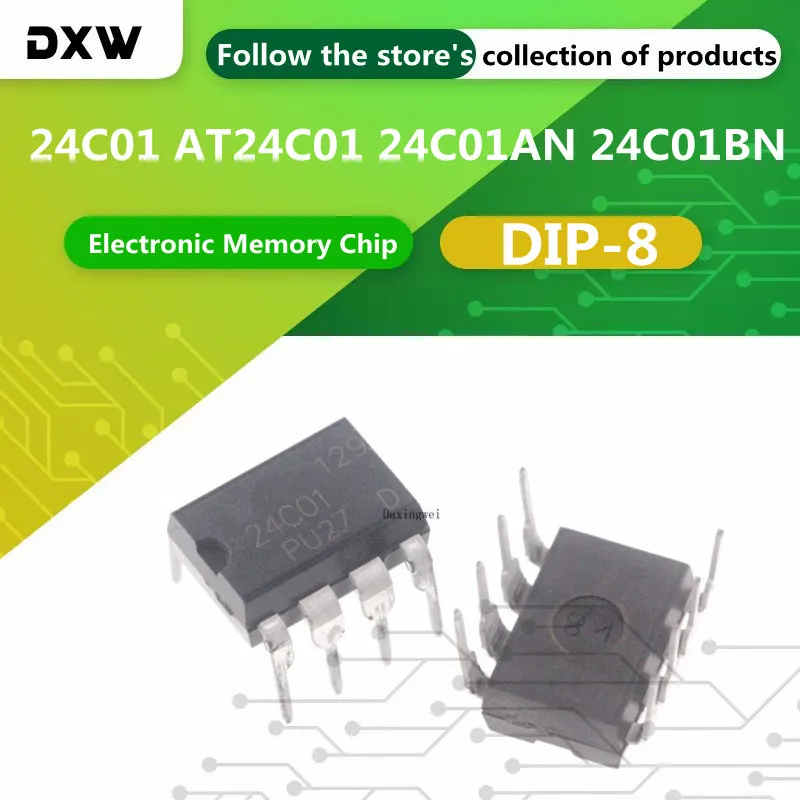 15PCS/Lot 24C01 AT24C01 DIP8 24C01AN 24C01BN DIP-8 Electronic Memory Chip