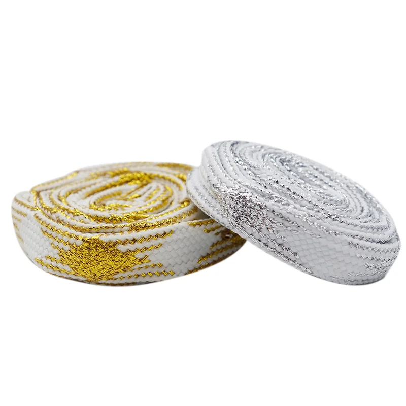 Coolstring Official Charmed Shoelacet Clothing 18MM Golden/Silver Metallic Yarn Polyester Wide Tape High Quality Cord Wholesale