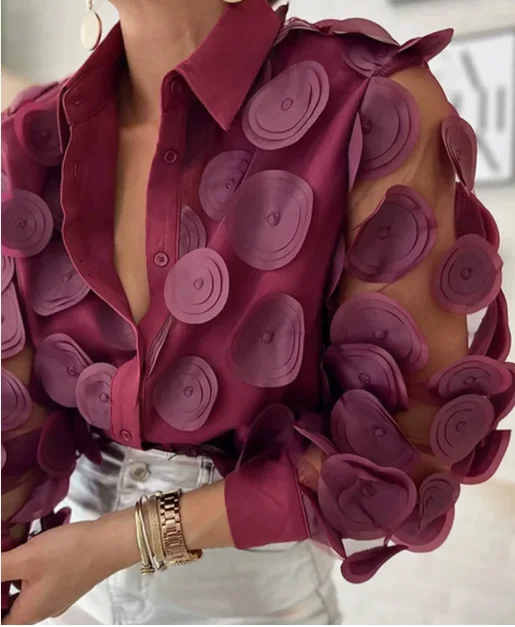 

Women's Retro Versatile Blouses 2025 Spring Summer Latest Solid Color Long Sleeve Fashion Round Neck Mesh Sleeve Shirt Top