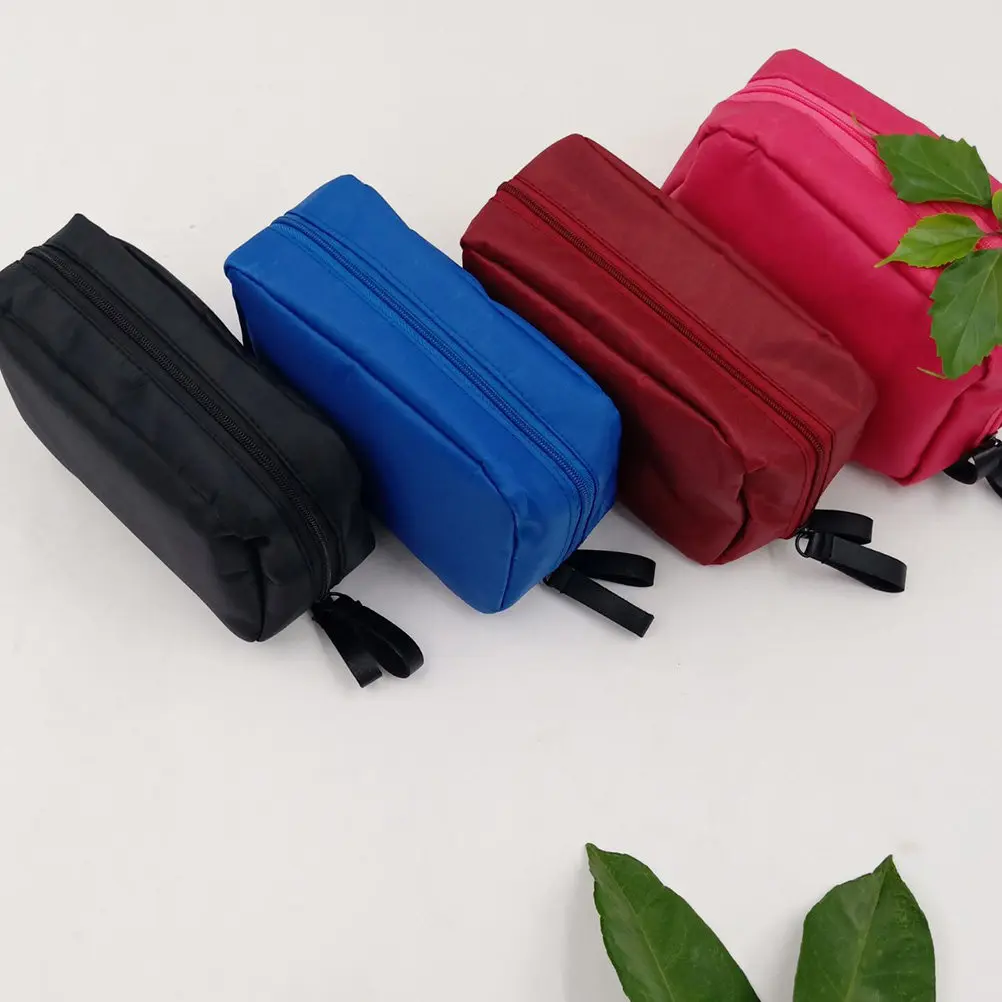 

Compact Makeup Bag Travel Organizer Lightweight Toiletry Pouch for Women Daily Use Black Red Organizer Bag