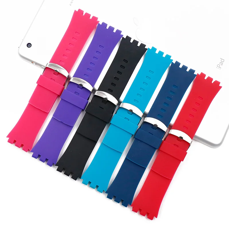 

24mm men's silicone watch band accessories for Swatch touch surb100 surw100 watch strap student women's rubber sports wristband