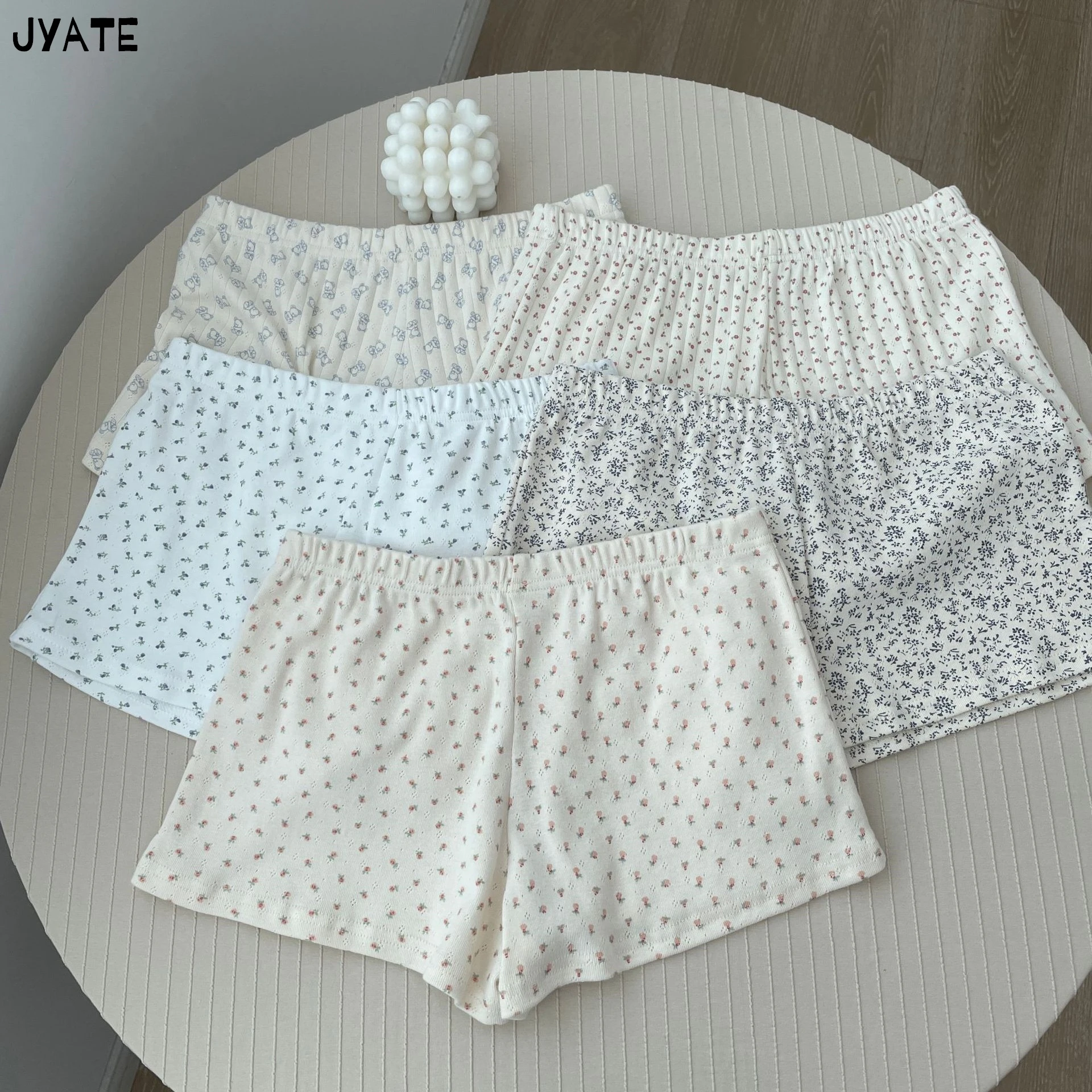 Sweet Floral Print Cotton Short Pants Women New Casual Elastic High Waist Pajama Shorts Female Cute Vintage Preppy Sweatshorts