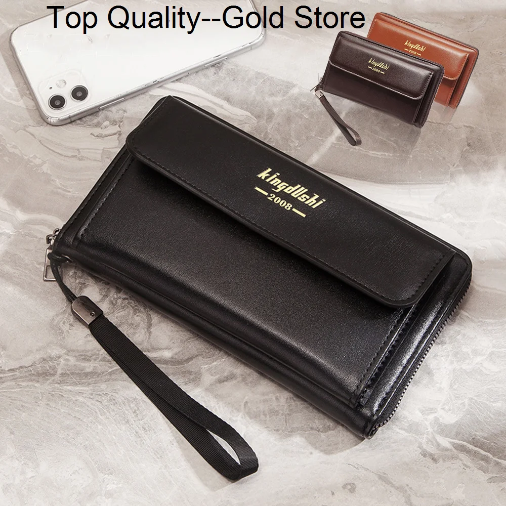 

Men Wallet Purse Clutch Handy Wrist Bag Long Business Rtro Male PU Leather Mobile Cell Phone Case Pouch Money s