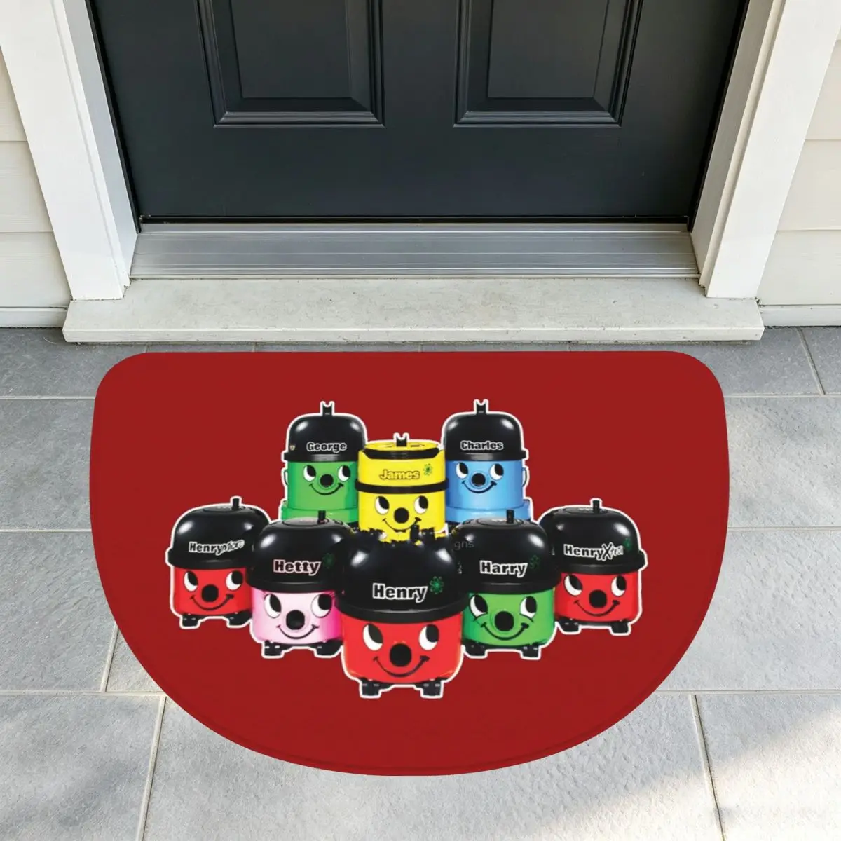 Henry Hoover And Friends Soft Flannel Half Round Doormat Non Slip Bathroom Mat Absorbent Floor Carpet for Laundry Room Bathroom