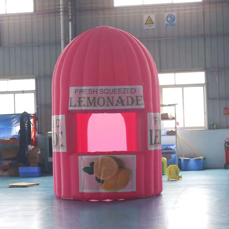 Concession Giant Booth  Inflatable Lemonade  Stand Outdoor Lemon Sale Stand with Air Blower for Events Advertising Promotion