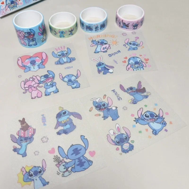 Disney  Lilo & Stitch Handbook Stickers Cartoon Toys Stitch Paper Tape Decorative Material Student Stationery DIY Adhesive Paper