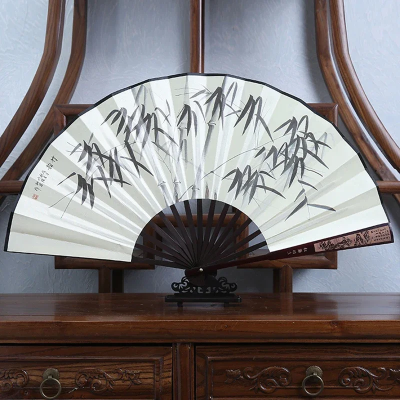

Antique Large Chinese Folding Fan Hand Portable Personalised Folding Fan Foldable Custom Ventilador Grande Bamboo Decoration