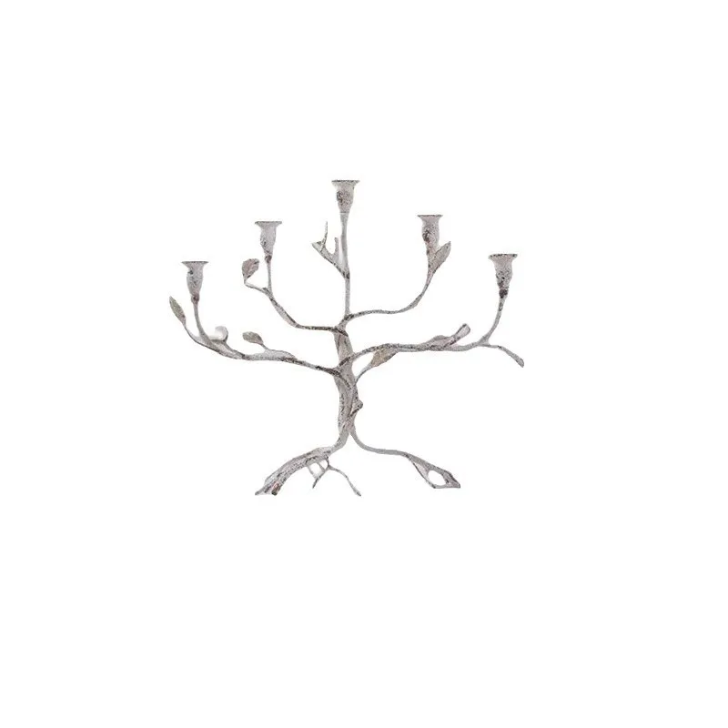 Portavelas retro francés con forma de rama de árbol, candelabro romántico para cena a la luz de las velas, adorno de taza