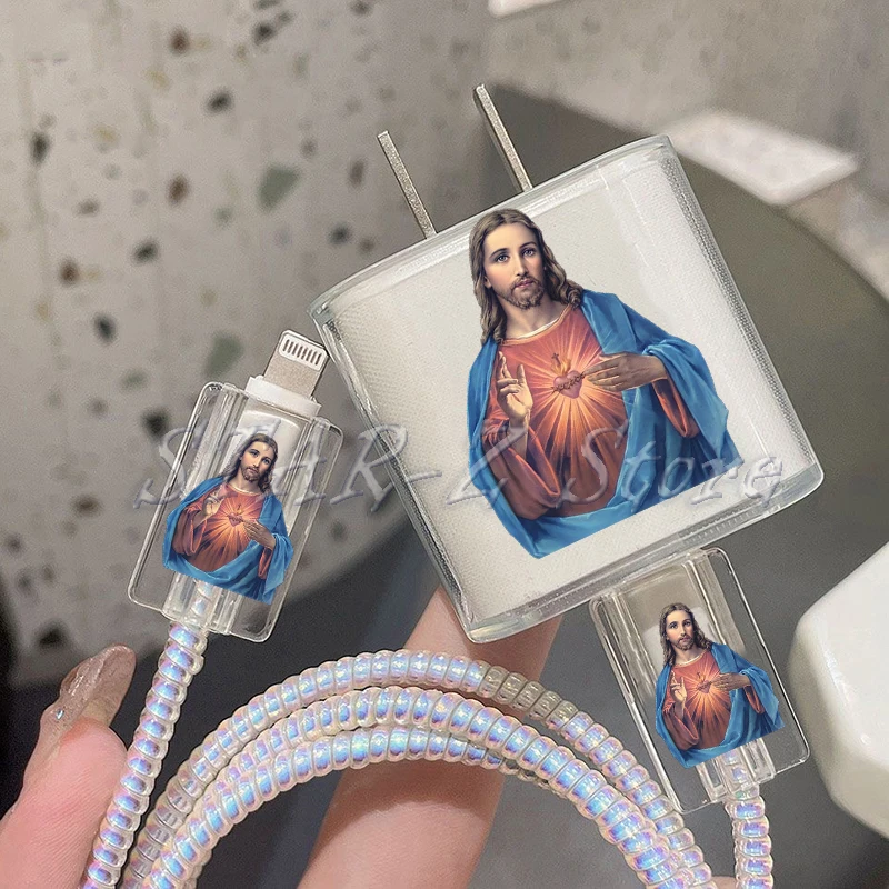 Funny Jesus I Saw That Meme Protection Case for IPhone 15 14 13 Pro Max 18/20W Charger&Charging Protector Data Wire Winder