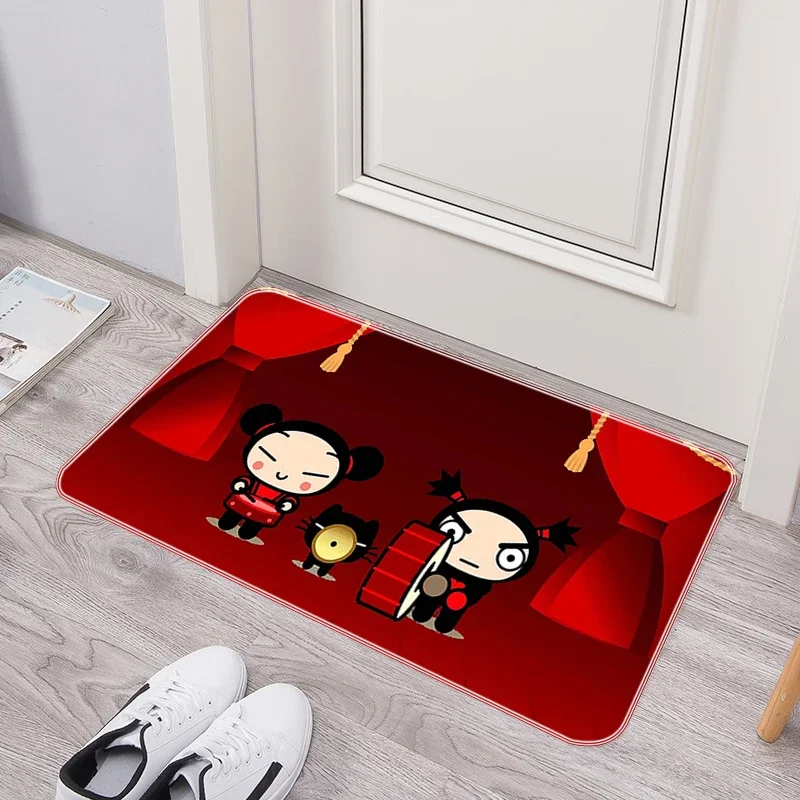 Pucca Kawaii Bedroom Mats Catoon Kitchen Carpet Welcome Mat Balcony Rugs Entrance Doormat Home Rug Bath Foot Carpets House Decor