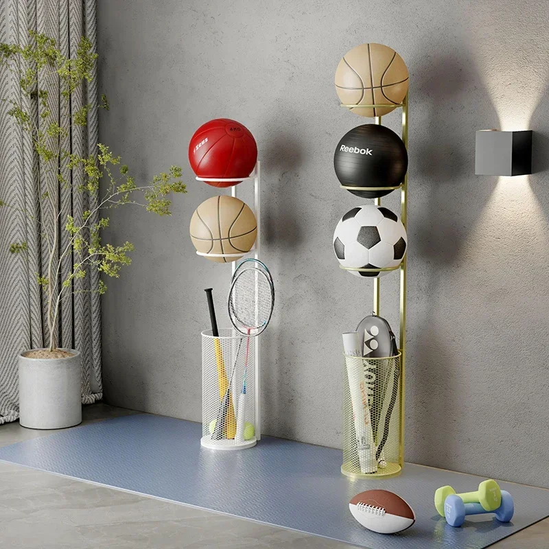 

Versatile Children's Sports Storage: Wall-Mounted Organizer for Basketball, Football, Ping-Pong, Badminton Equipment