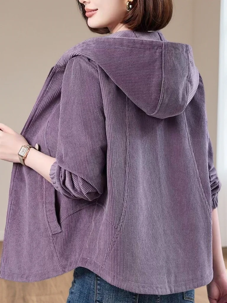 

Spring Autumn New Style Large Size Loose Casual Versatile Hooded Velvet Jacket for Women Trendy Outerwear Comfortable Fit