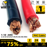 100m PVC Electric Cable Soft Copper Wire For Power led Car battery jumper wiring 1AWG 2AWG 4AWG 6AWG 8AWG 10AWG 12AWG 14AWG