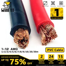 Cabo elétrico de pvc de 100m, fio de cobre macio para alimentação led, fiação de jumper de bateria de carro 1awg 2awg 4awg 6awg 8awg 10awg 12awg 14awg
