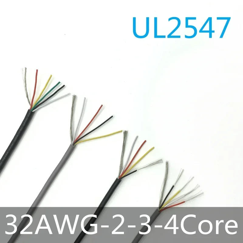 1M UL2547 Shielded Wire Signal Cable 32 AWG Channel Audio 2 3 4 5 6 8 Core Headphone Copper Control Wires