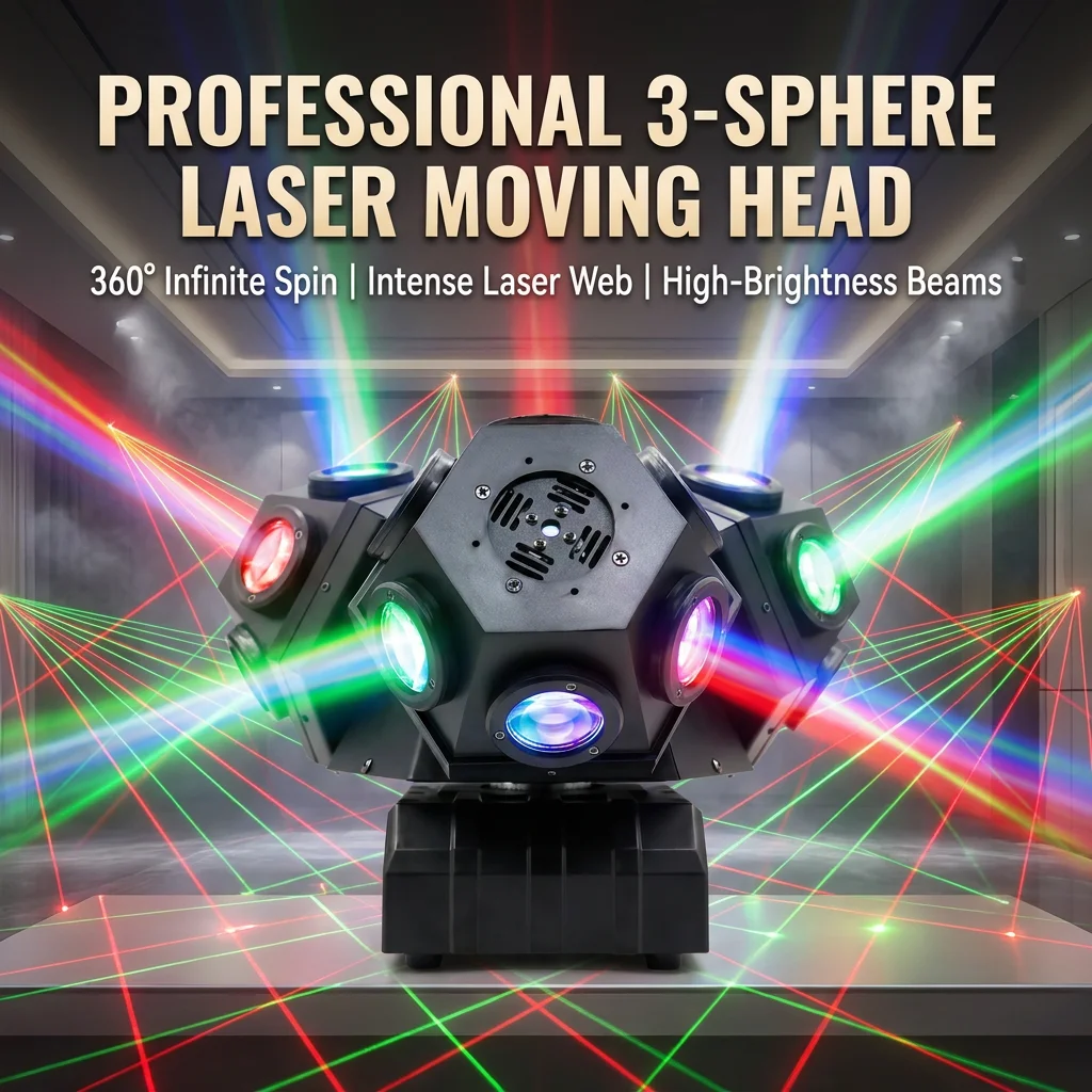 18 PCS 3Heads Moving RGBW LED Laser Beam Light with DMX512 Control Mode for DJ Concert Stage & Theme Park Lighting