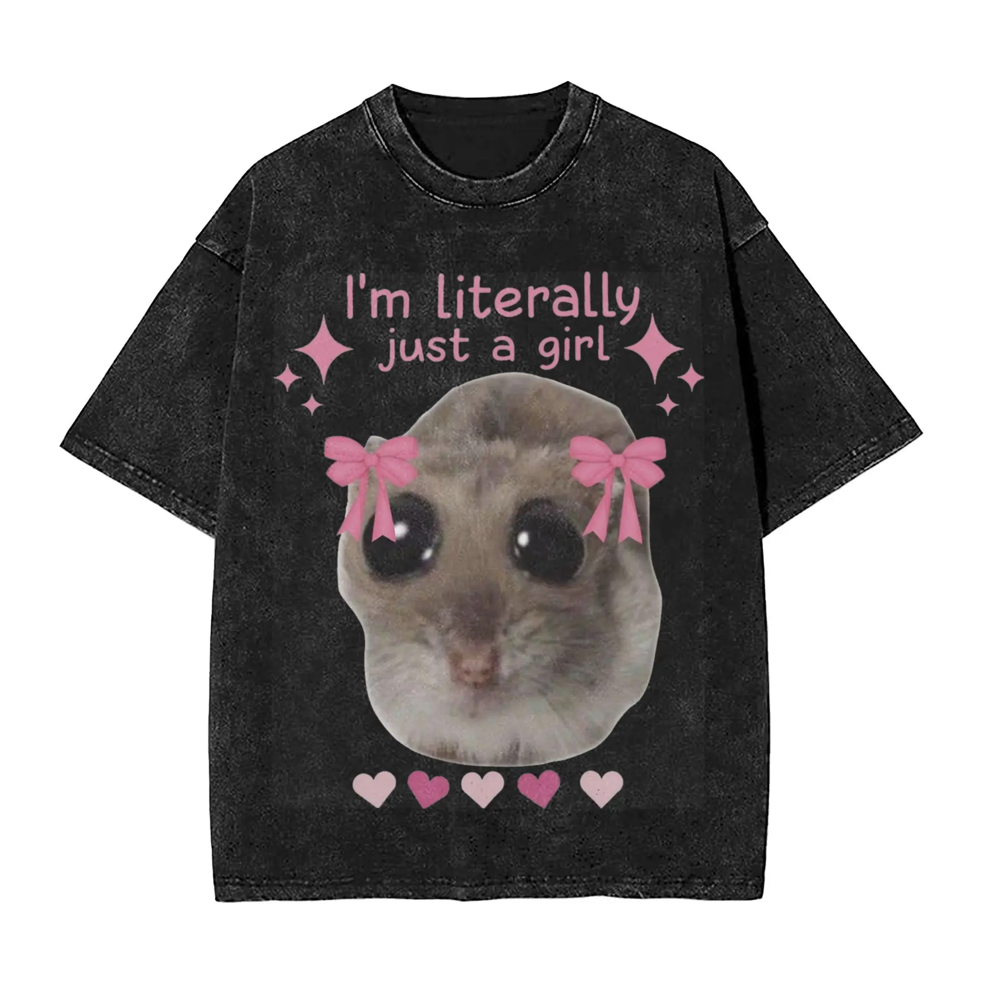 

Women Men Sad Hamster I'm Literally Just A Girl Meme Shirt Graphic Printed Washed Cotton Novelty T-Shirts