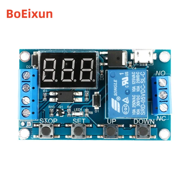 DC 6-30V Support Micro Type-c USB 5V LED Display Automation Cycle Timer Delay Control Off Switch Relay Module 6V 9V 12V 24V